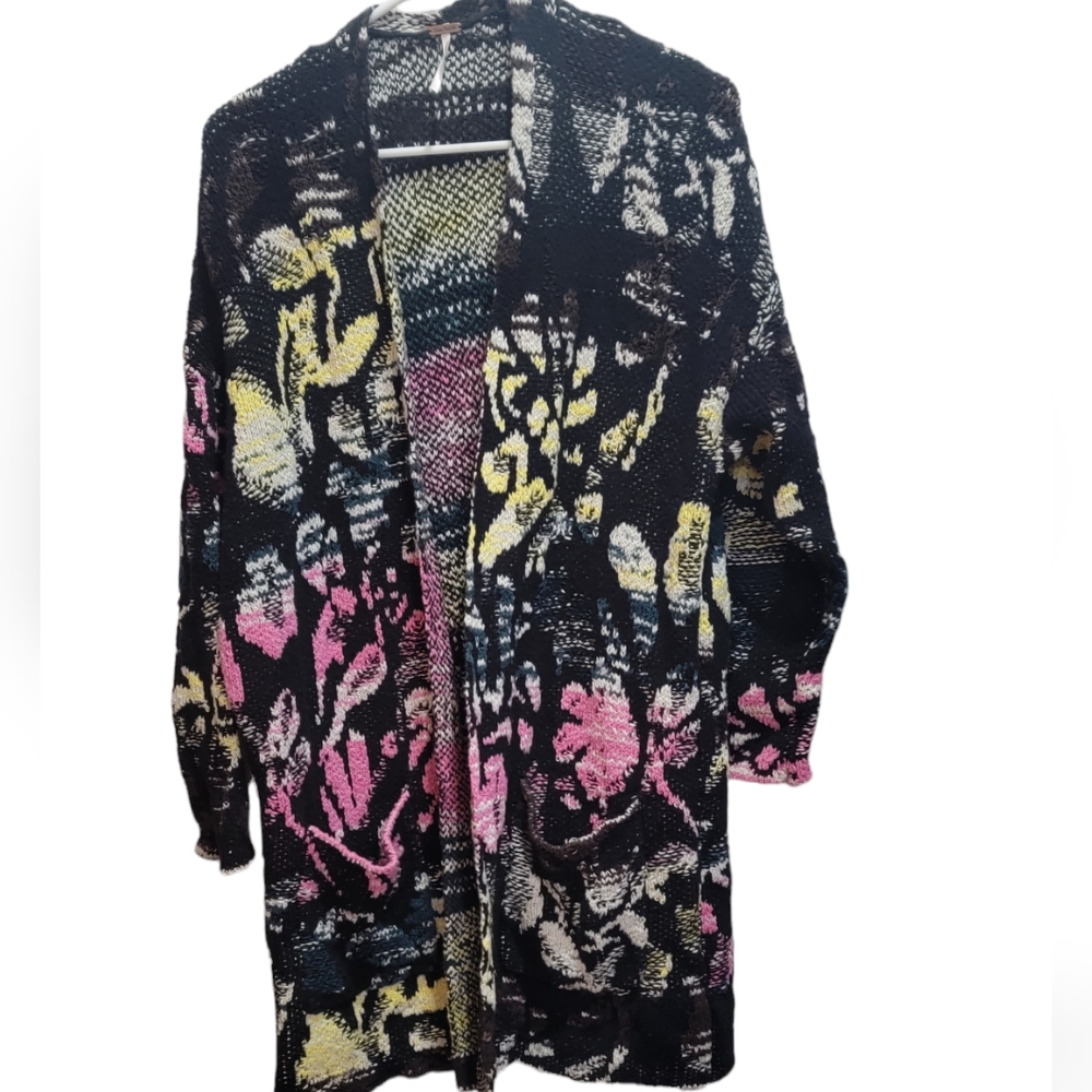 Free People vintage 70's 80's size medium multi color knit cardigan